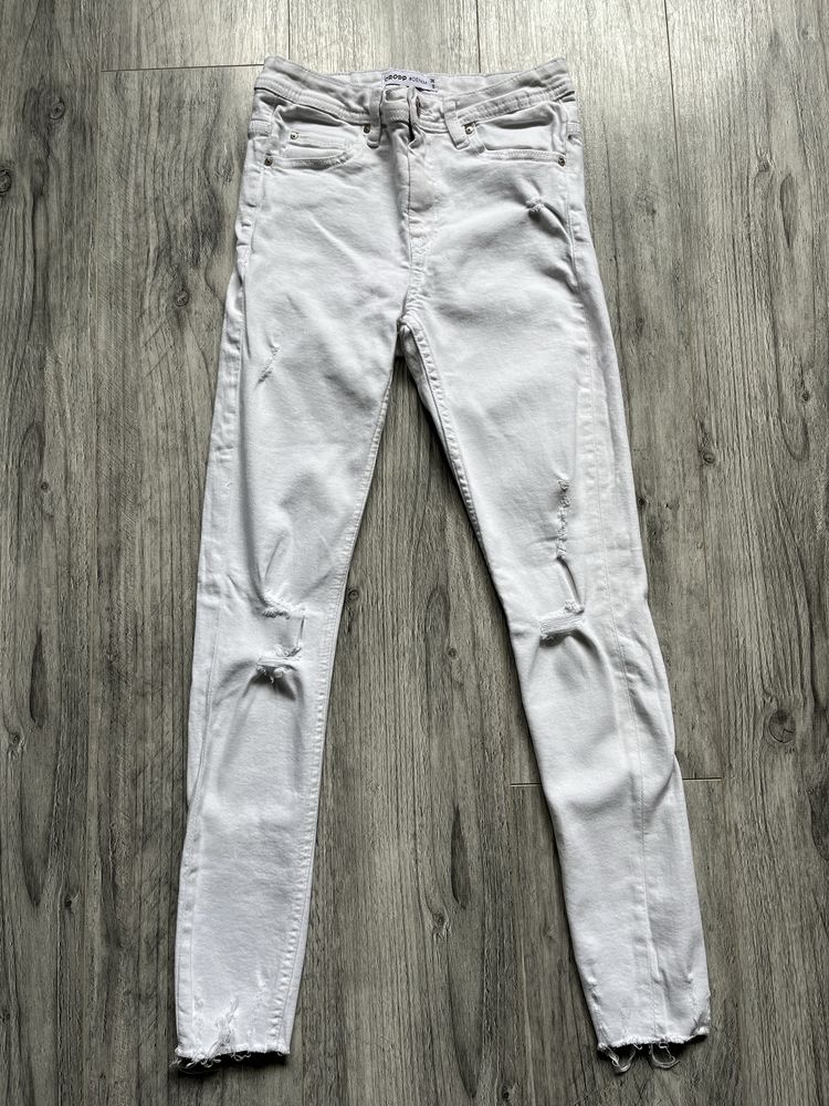 Białe jeansy z dziurami  croop roz s