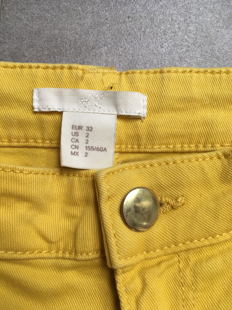 Szorty spodenki jeansowe musztardowe H&M 32 Xs 152