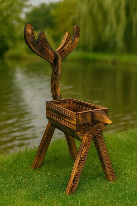 Donica kwietnik JELONEK, JELEŃ ozdoba z DREWNA na prezent ogród dom