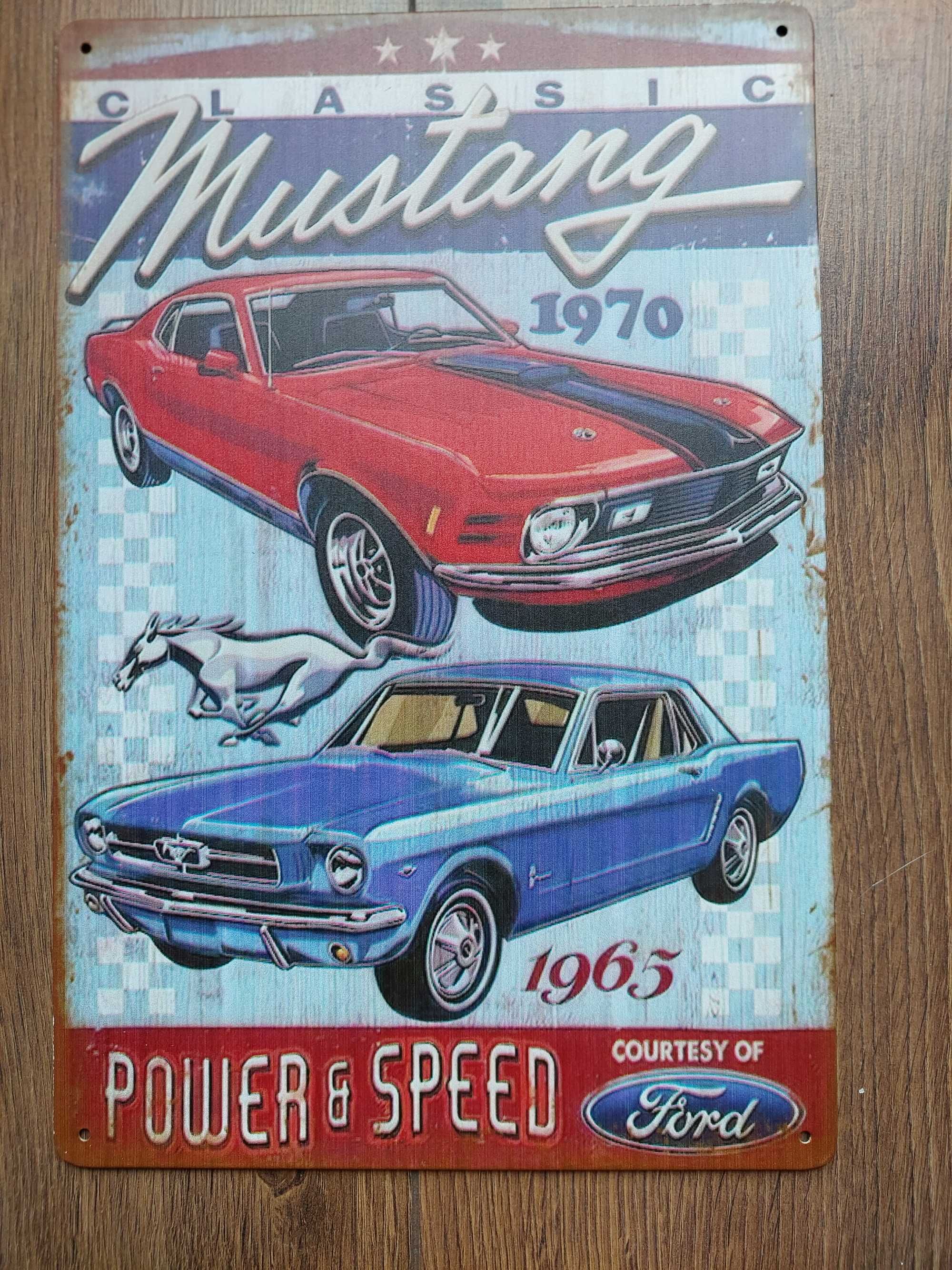 Plakat blacha Retro Vintage Tabliczka Mustang