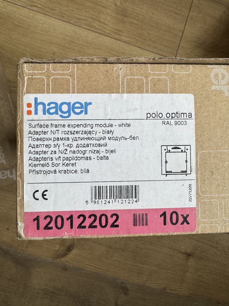 Adapter natynkowy rozszerzający Hager Polo Optima - biały 30szt