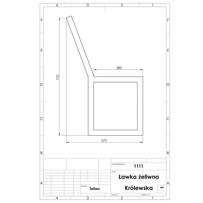 Ławka parkowa ogrodowa z podłokietnikiem