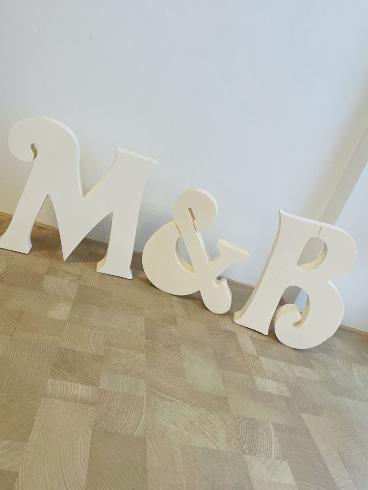 Litery M & B na stół weselny wesele ślub panna pan młody nowożeńcy