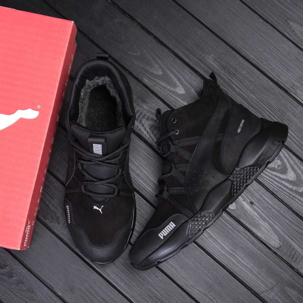 Мужские зимние кожаные ботинки Puma Runner Black