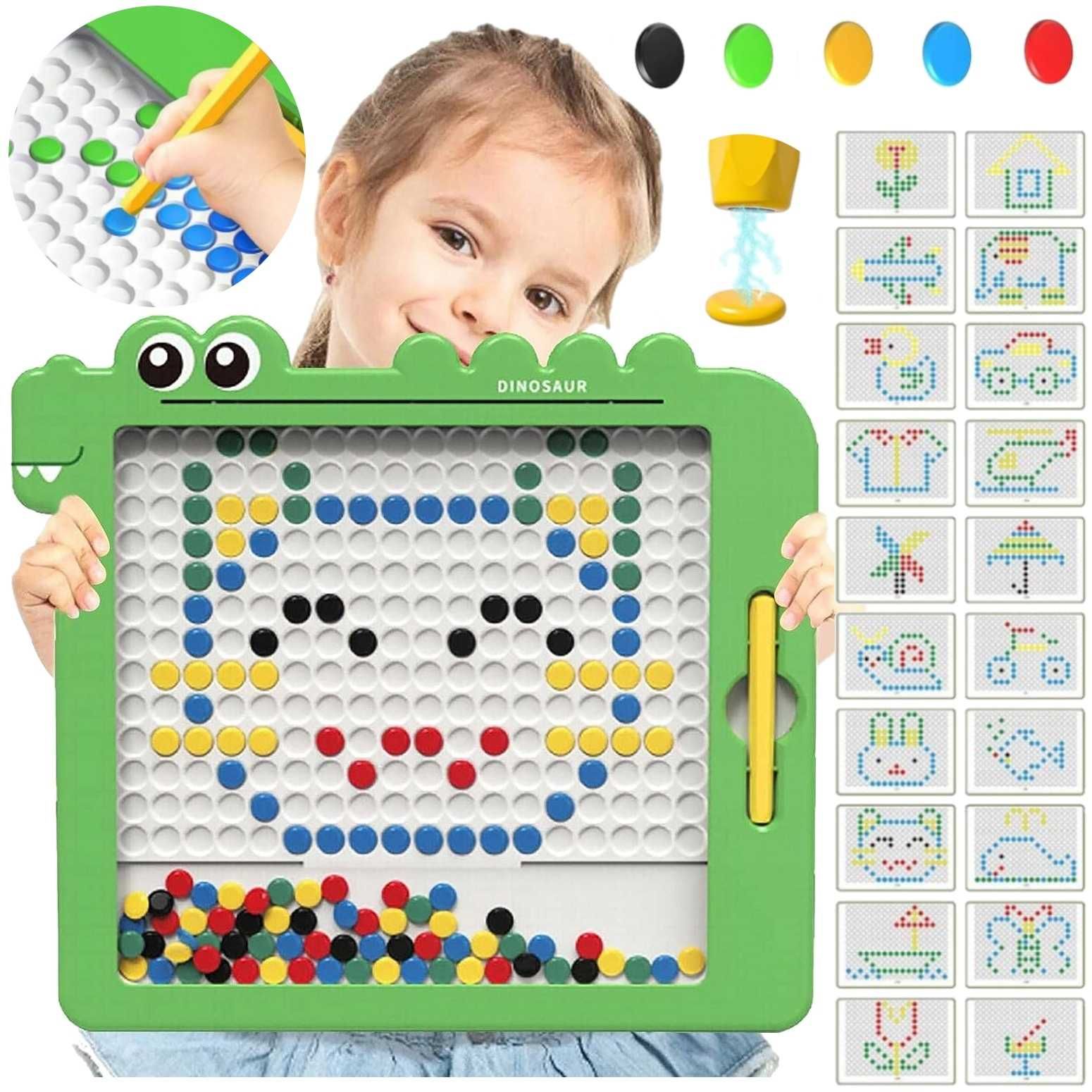 TABLICA MAGNETYCZNA Montessori dla Dzieci MagPad Dinozaur Klocki