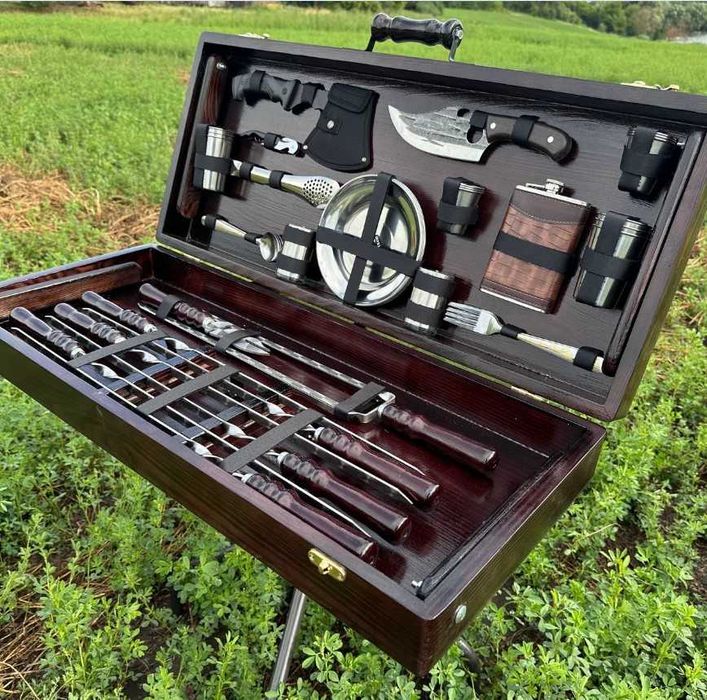 Набір шампурів ручної роботи / шампура в кейсі - подарунок чоловіку !