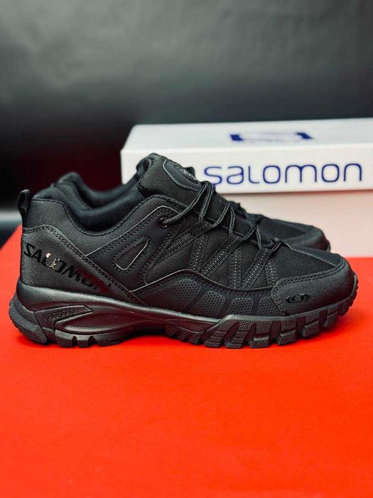 Мужские термокроссовки черные саломон непромокаемые кросовки саламон