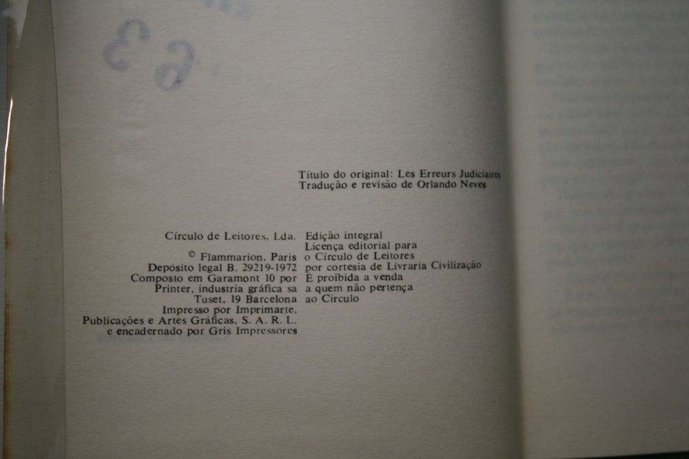 Livro - "Erros Judiciários" de René Floriot REF: CE 0