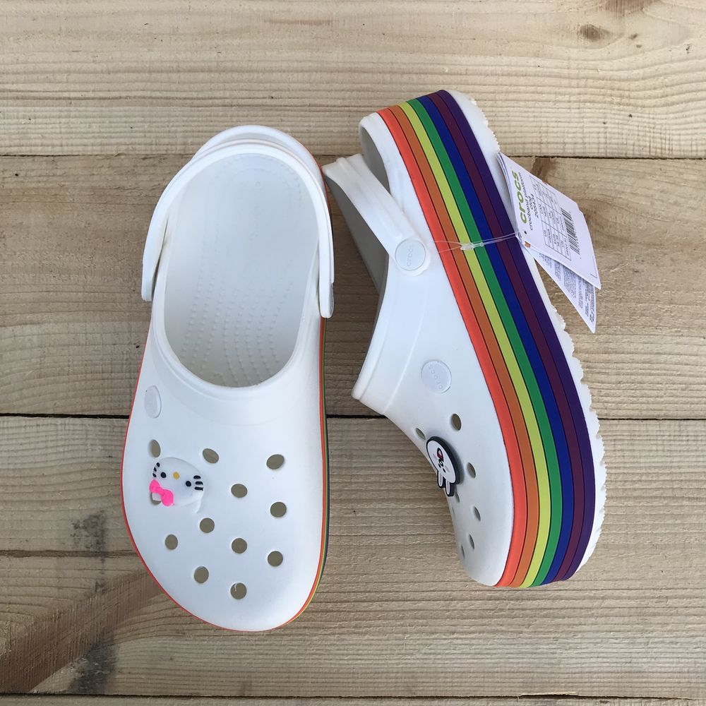 Жіночі Крокси на Платформі Женские Crocs Platform Rainbow