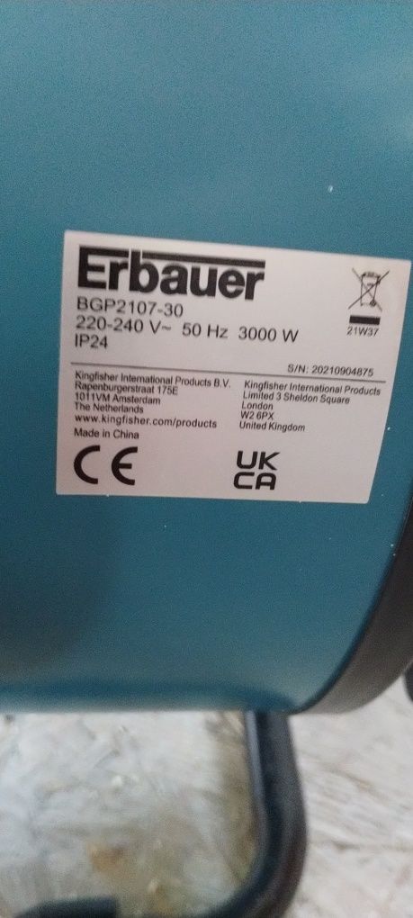 Nagrzewnica , dmuchawa , ogrzewacz Erbauer ,wentylator grzewczy elektr