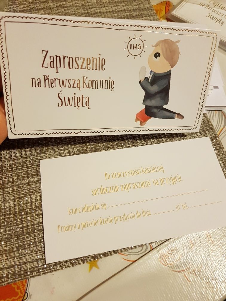 Zaproszenia na pierwszą Komunię Święta 20 sztuk