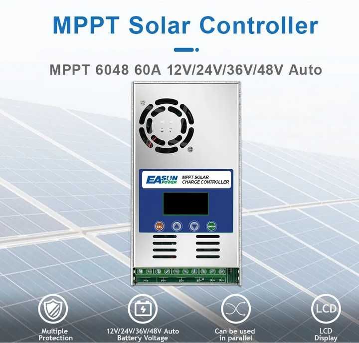 Controlador Carga MPPT Puro 20A - 100A 12v - 48v Lítio e Chumbo