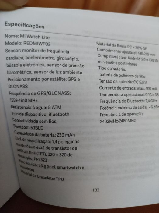Smartwatch XIAOMI Mi Watch Lite Preto 41 mm