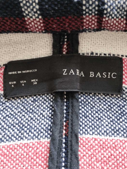 Płaszcz dziewczęcy, bosmanka, w kratkę, ZARA Basic, roz. L