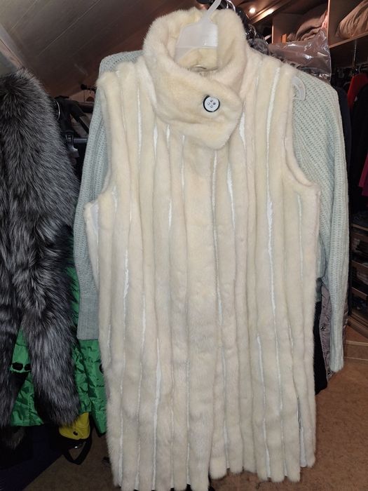 Жилет довгий біла норка