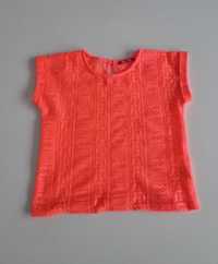 Letnia ażurowa koronkowa bluzka neonowy róż YD 128cm 7-8lat