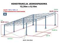 Wiata Konstrukcja skręcana 8,1 x 12,3m Hala Garaż Magazyn