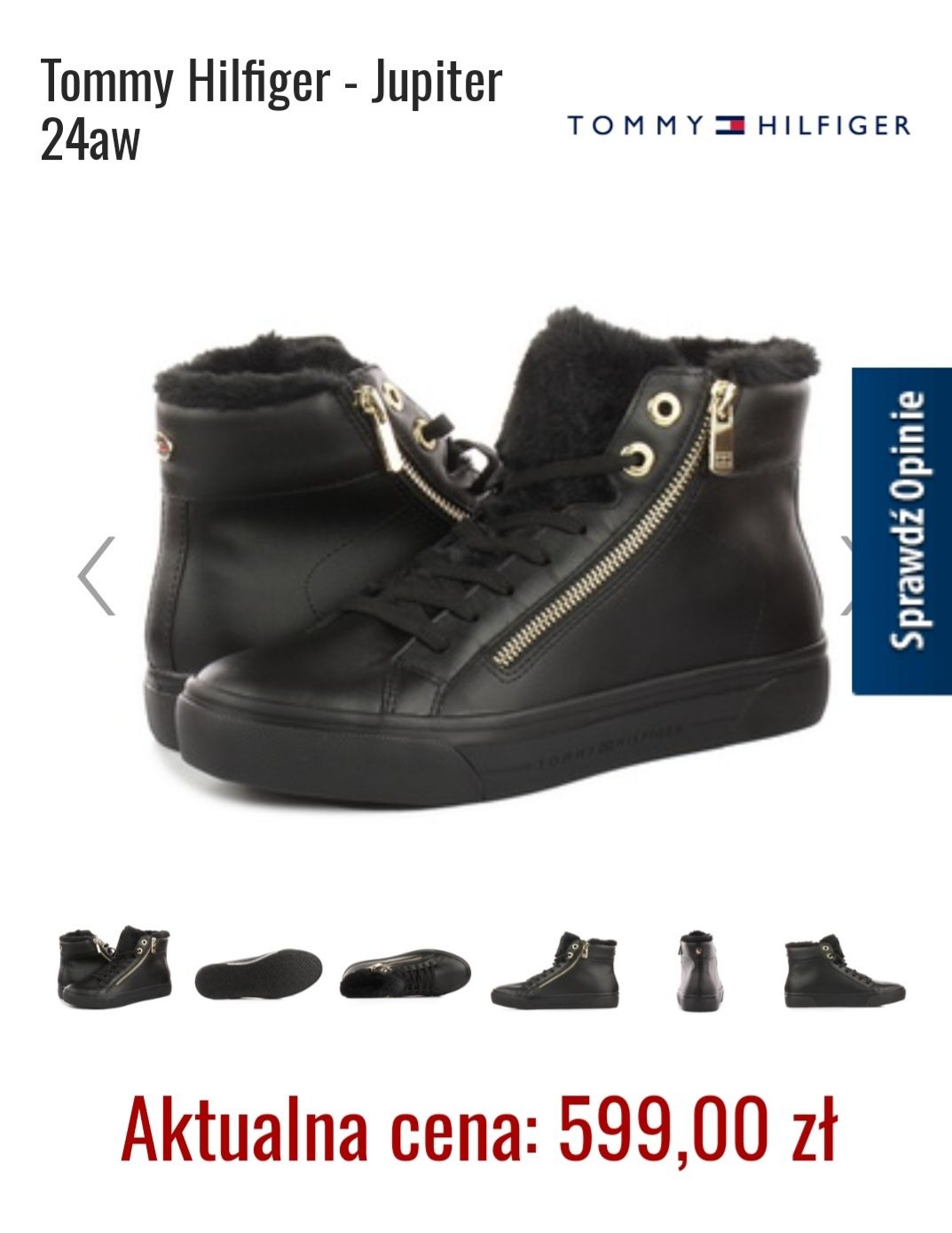 Tommy Hilfiger nowe ocieplane buty botki trzewiki trampki damskie 38