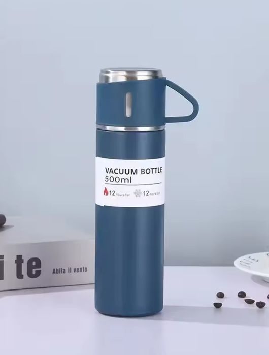 Термос з кнопкою, термос, набір, чашки, нержавіюча сталь, подарунок