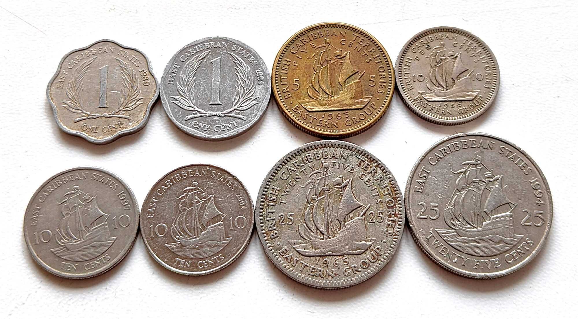 Монеты Восточные Карибы (центы), Карибский бассейн, 8 шт