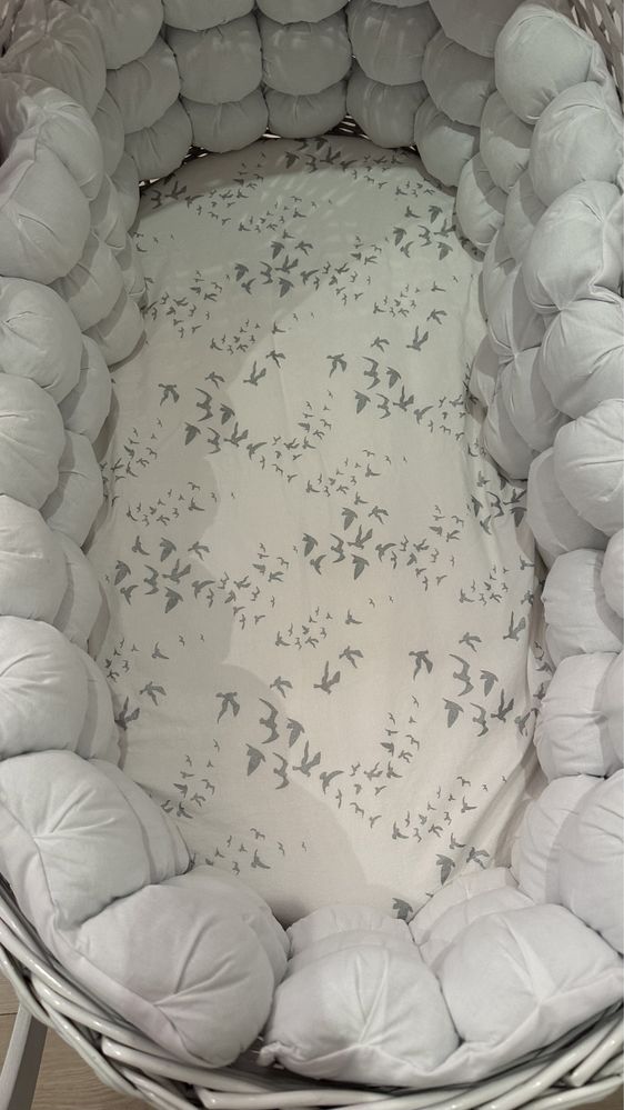 Дитяча люлька кроватка з лози біла