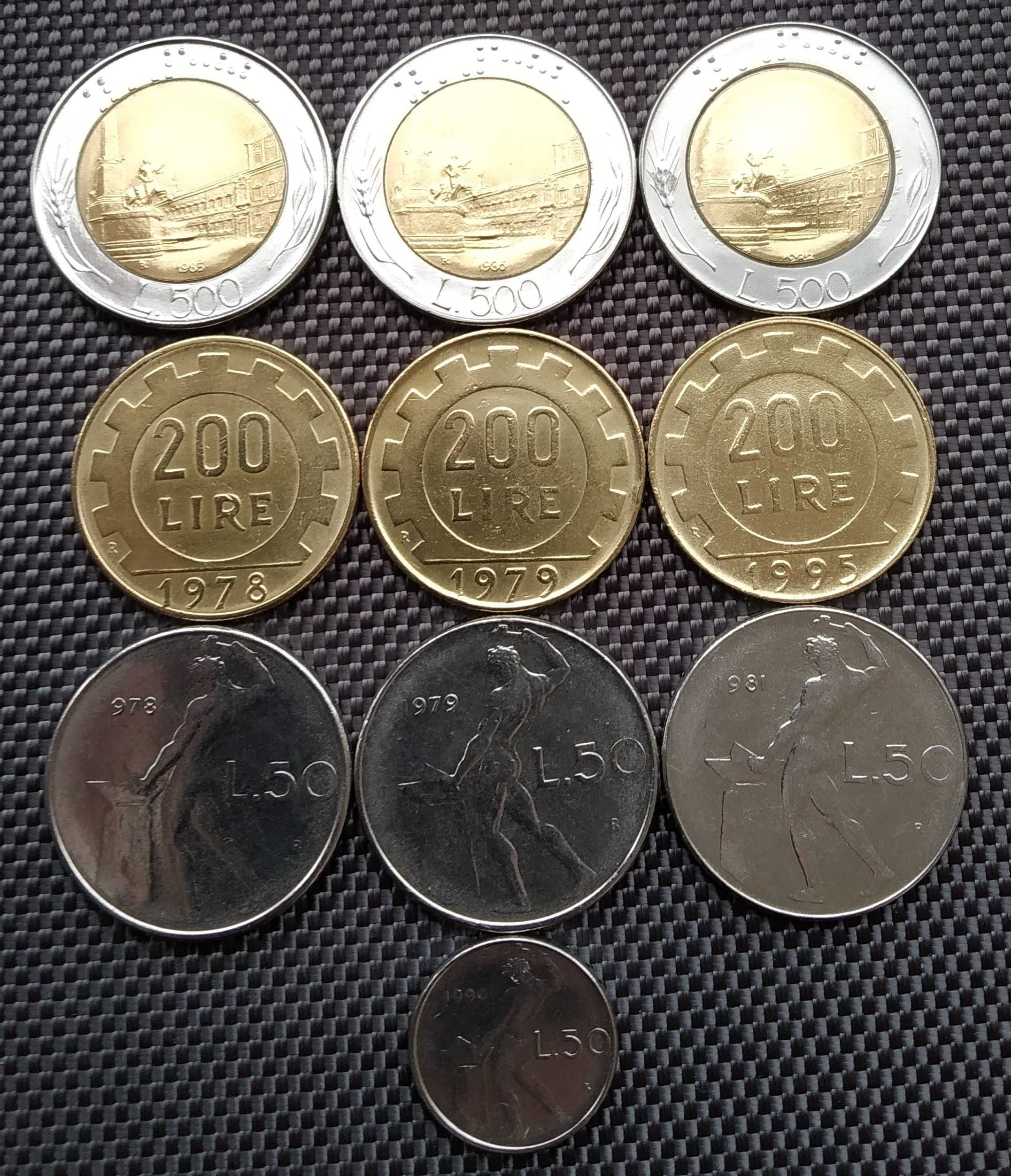 Коллекция из 10 монет Италии 1978 -1995 гг