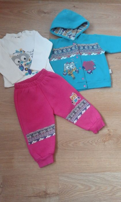 Костюм флисовый (кофта,штанишки,реглан) для девочки р.80 1 год