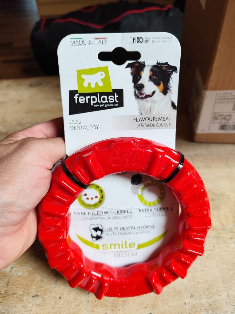 Ferplast Smile pierścień do żucia dla psów, czerwony - rozmiar M