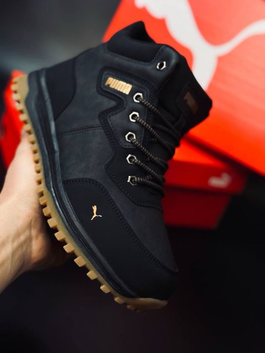 Чоловічі зимові черевики чорні на хутрі/натуральна шкіра +3 -31