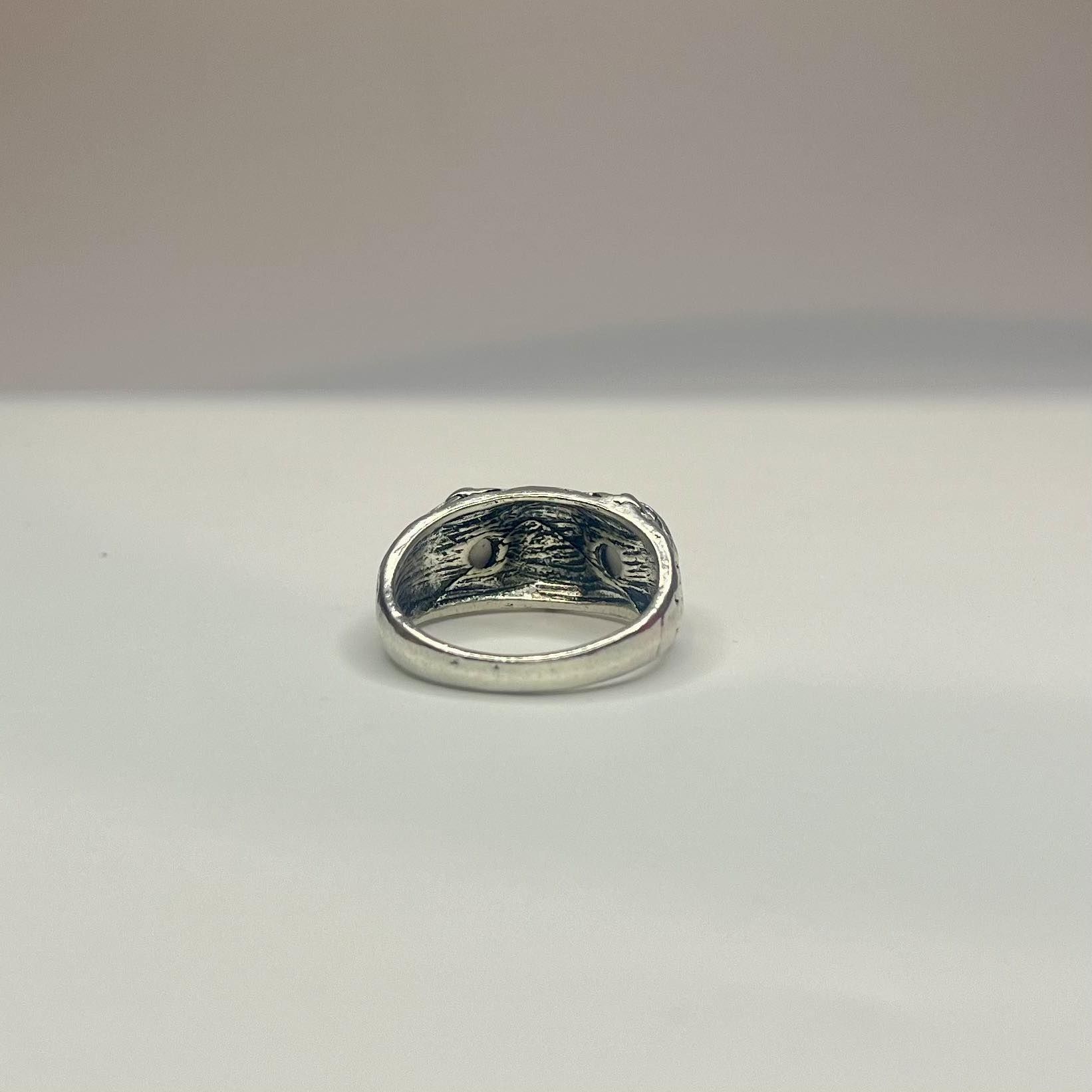 TANIO! Sygnet pierścionek obrączka ring srebrny sowa różowe oczy