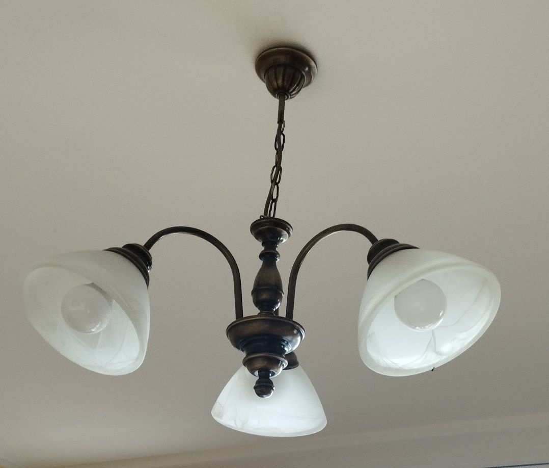 komplet 3 lamp salonowych: sufitowe: trój- i pięcioramienna + stojąca