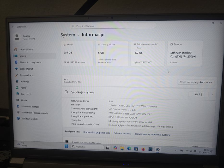 Laptop Acer Predator Triton 300 SE/RTX 3060/i7-12700H/16GB/1TB