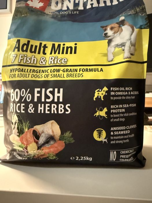 Karma dla psa Ontario 7 fish & rice