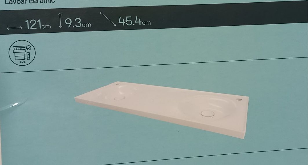 Umywalka meblowa podwójna Kentia 120 cm biała