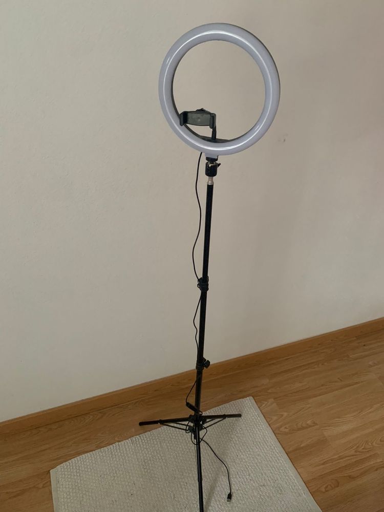 Ringlight (anel 26cm) com tripé extensível até 160 cm