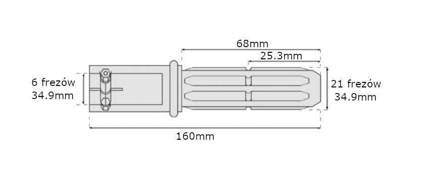 Adapter redukcja wałka WOM 6 frezów 34,9mm / 21 frezów 34,9mm