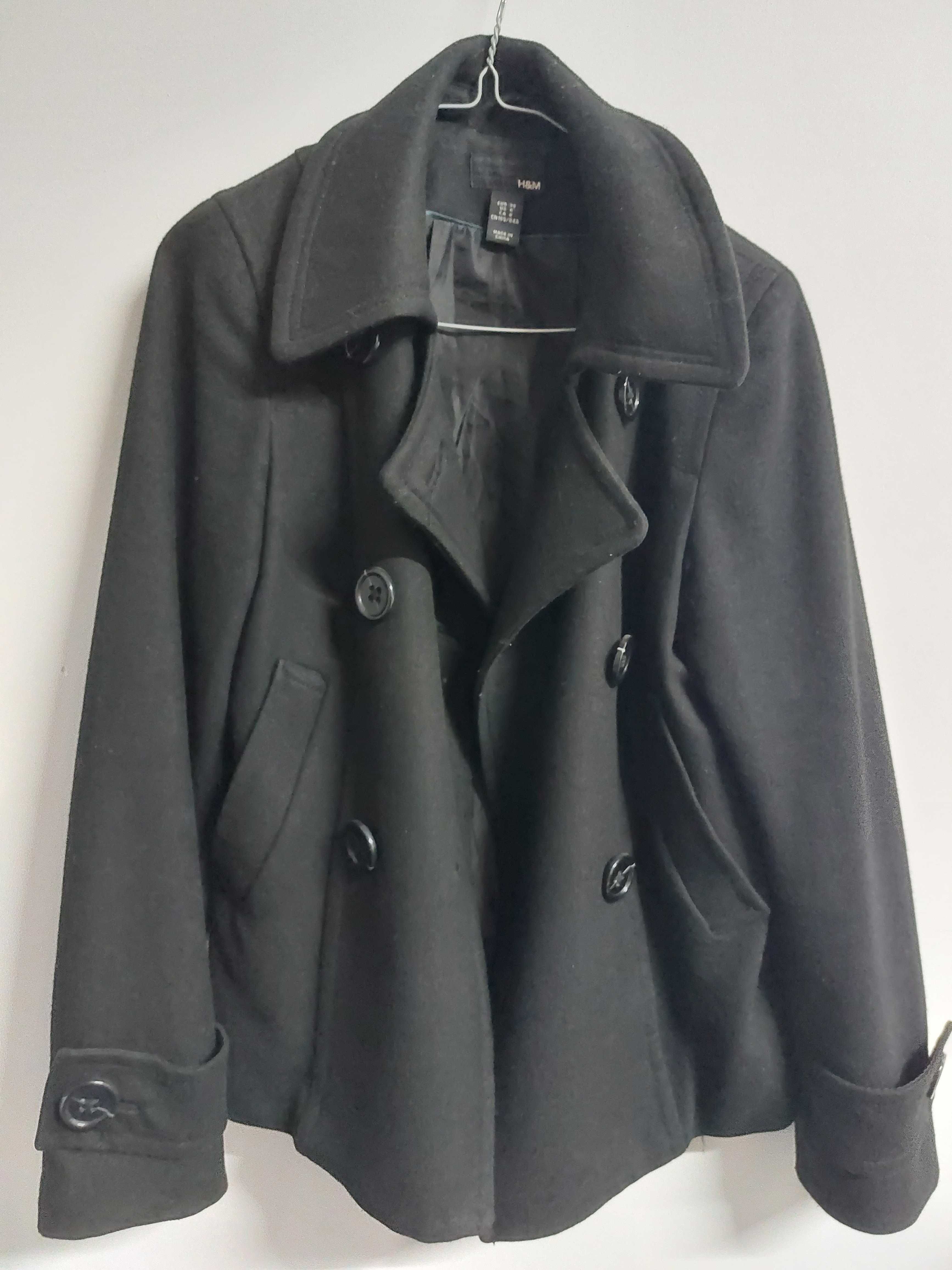 Krótki czarny płaszcz H&M rozmiar S 36