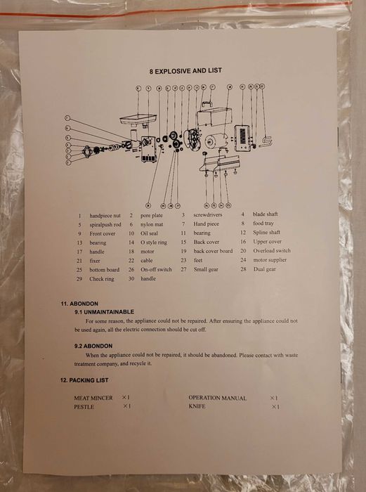 М'ясорубка Промислова Altezoro NLS 8