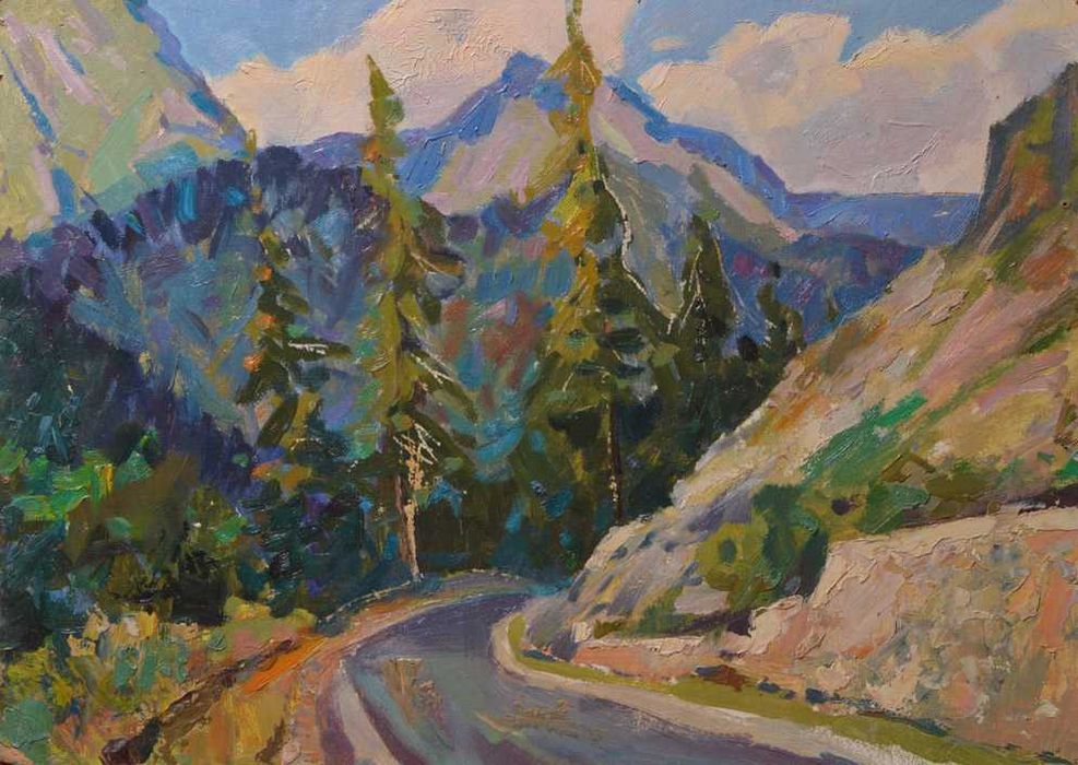 Панич Игорь (1919-1990) Дорога в горах Крыма к/м 69*50 см Заслуж. х-к