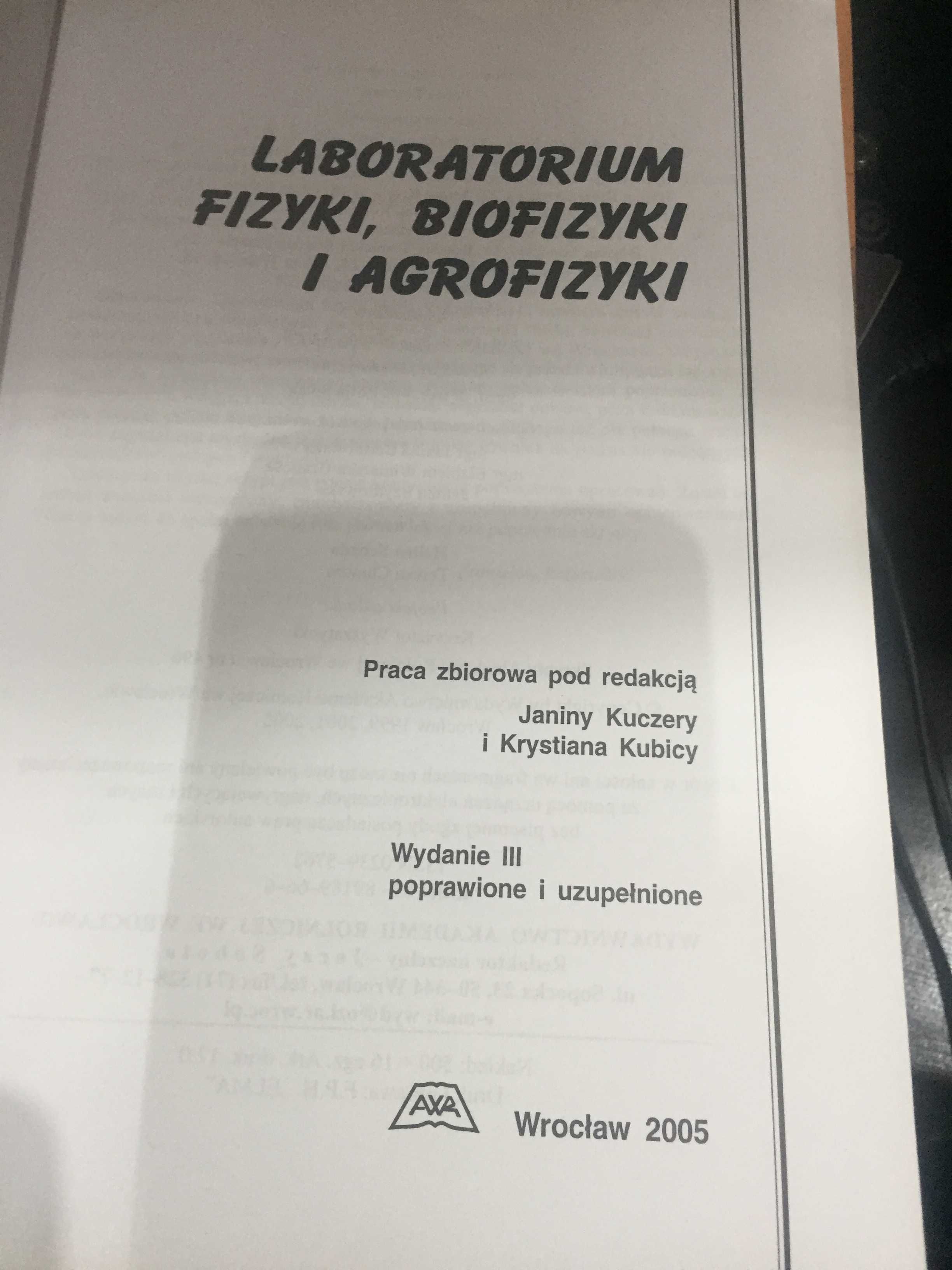 Podręcznik: Laboratorium fizyki, biofizyki i agrofizyki, Kuczera