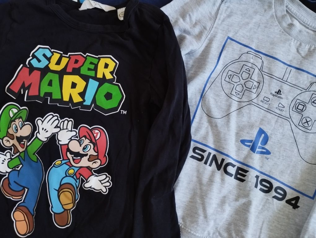 Paka dla chłopca 6 szt t-shirty bluzy 110-116 ideał Ps super Mario