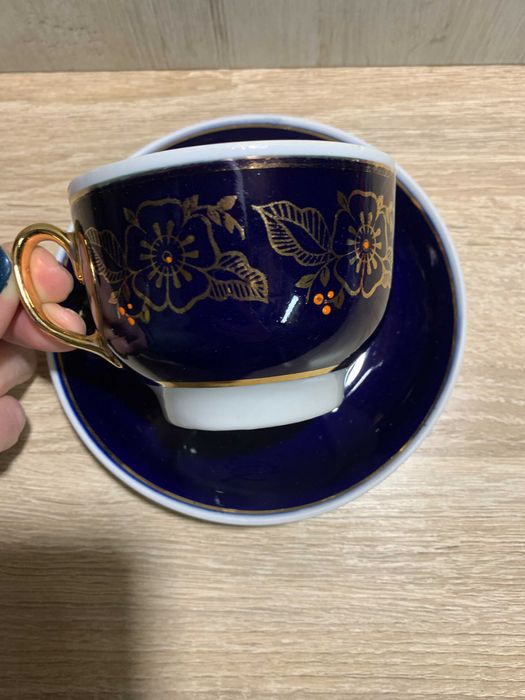 Кобальт чашка блюдце сервиз заварник сахарница посуда Довбышский завод