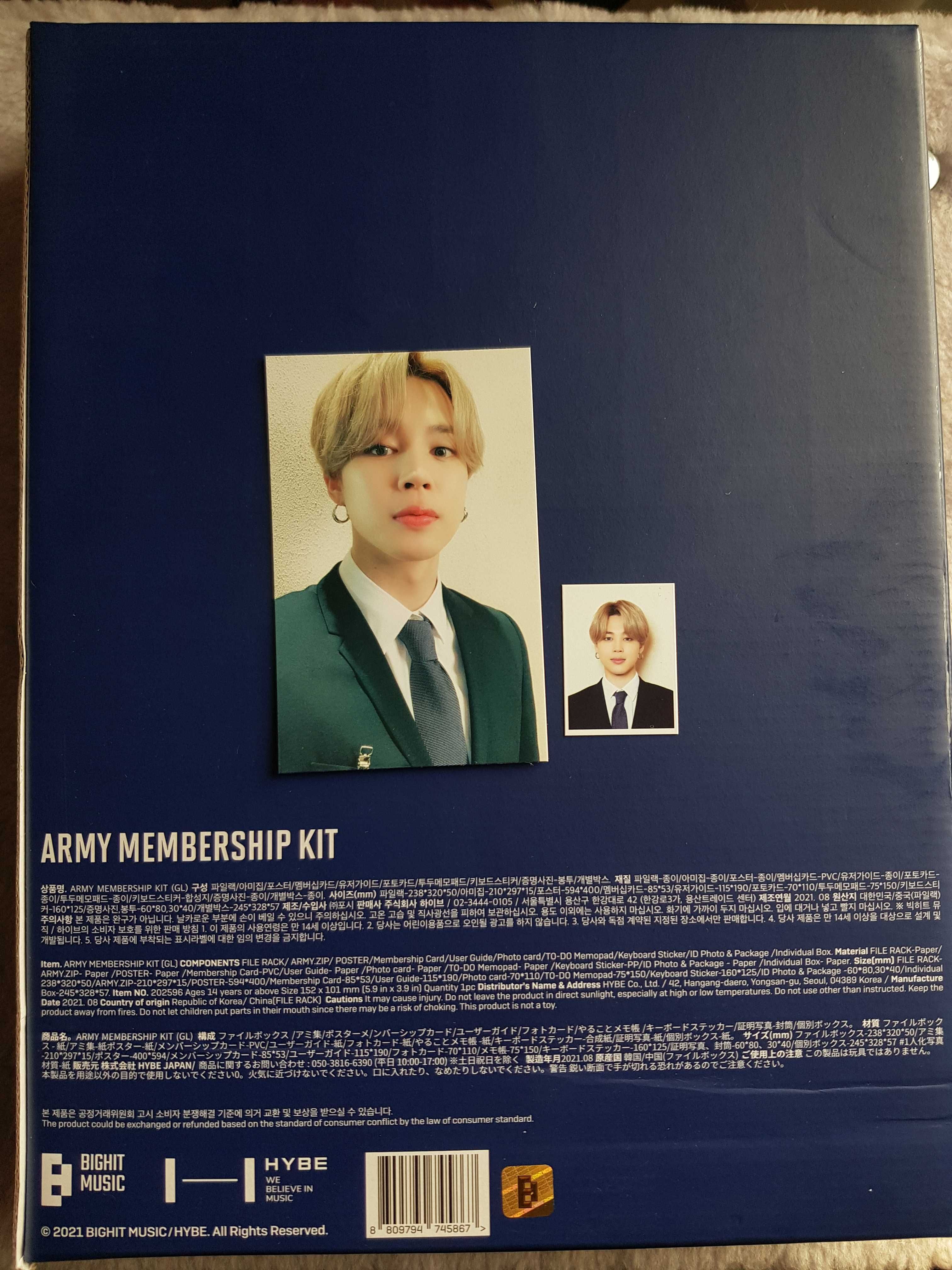 Jimin photocard Army kit membership BTS Korea