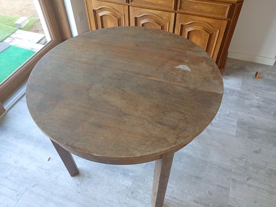 Stół okrągły drewniany PRL
