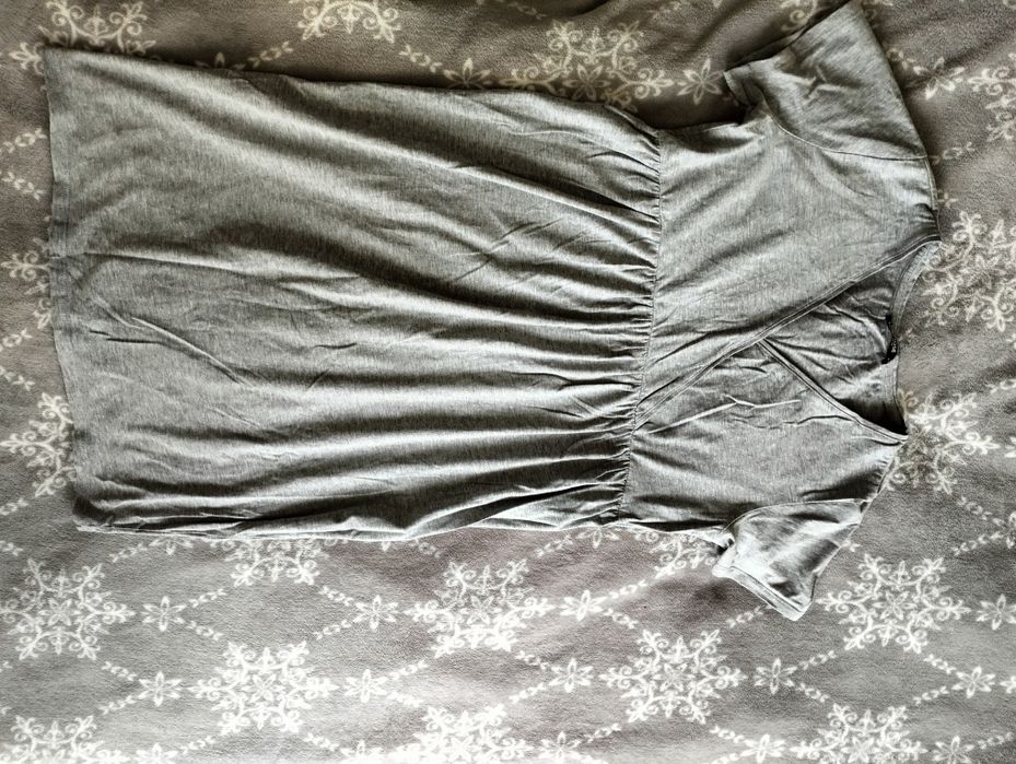 Tunika ciążowa, L, szara, do karmienia, krótki rękaw