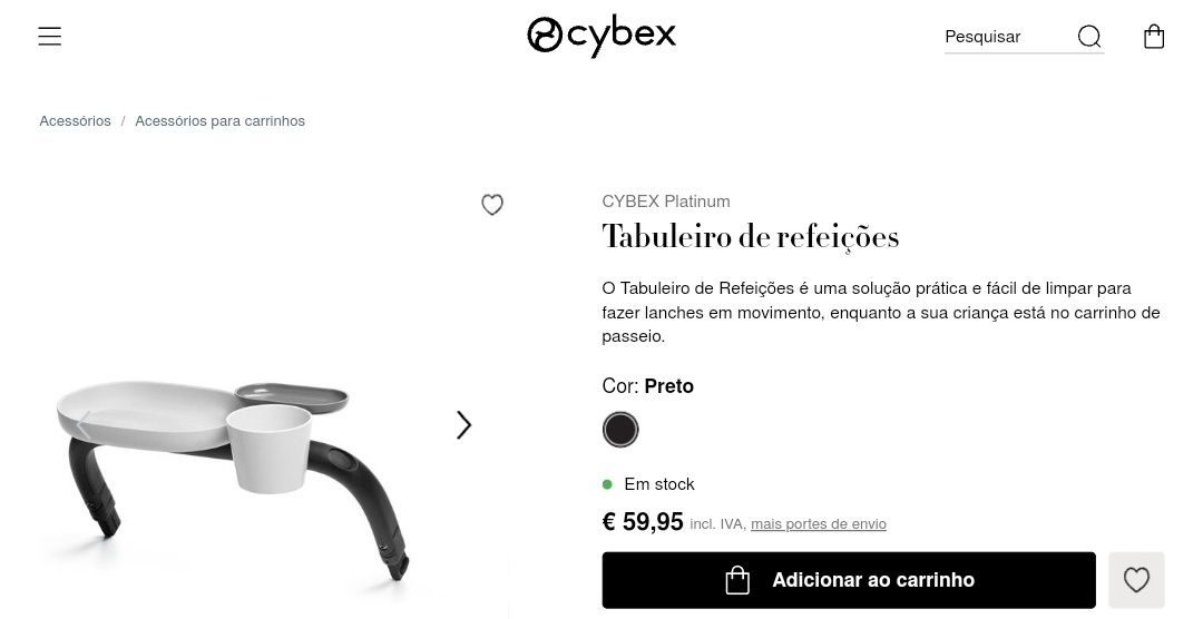 Tabuleiro refeições cybex