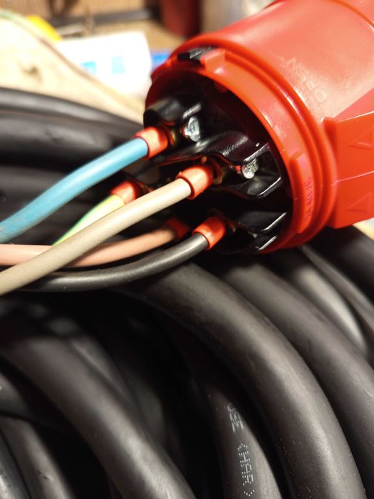 przedłużacz budowlany siłowy 32A 5x6  guma 15m