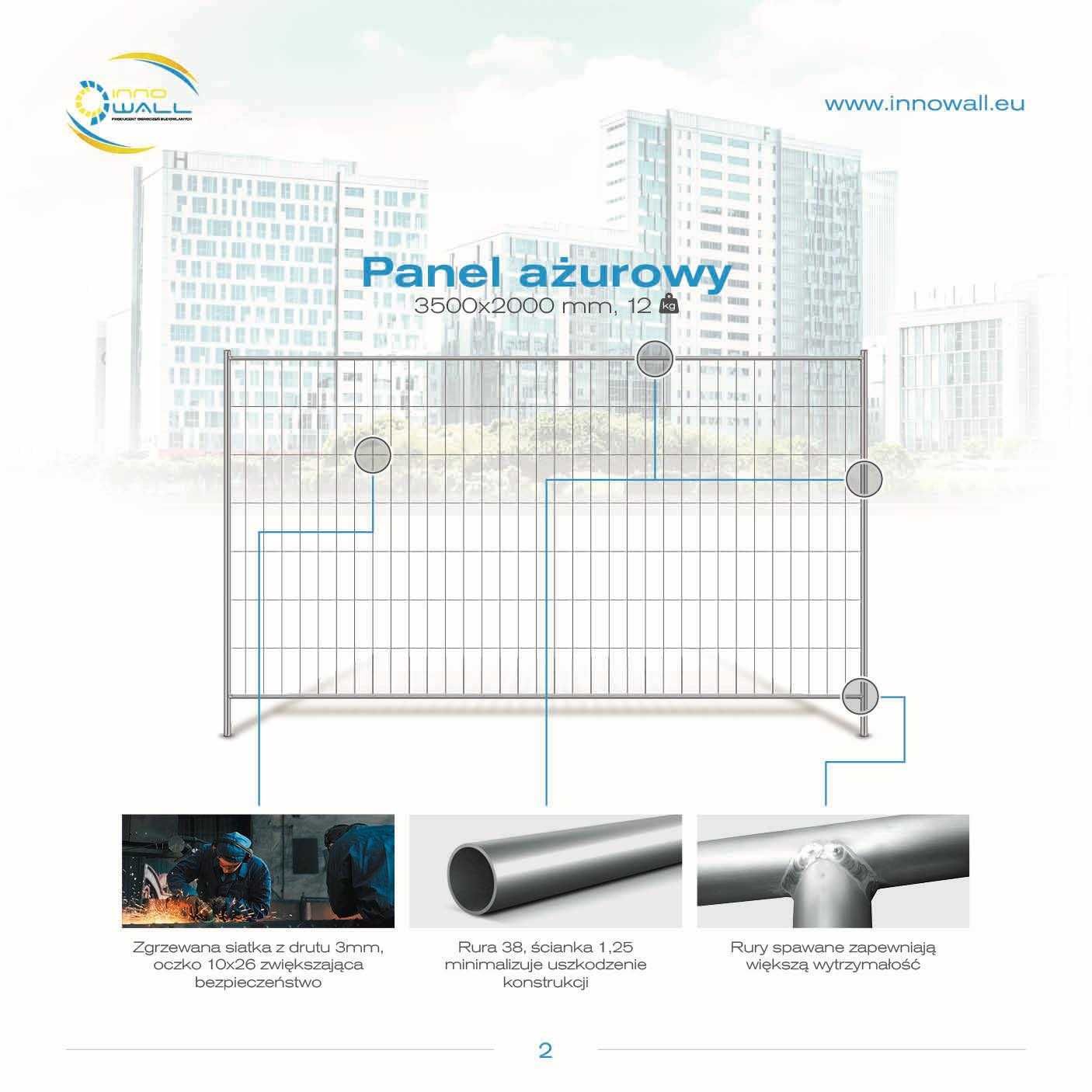 Panel ażurowy budowlany tymczasowy 3,5x2,0m