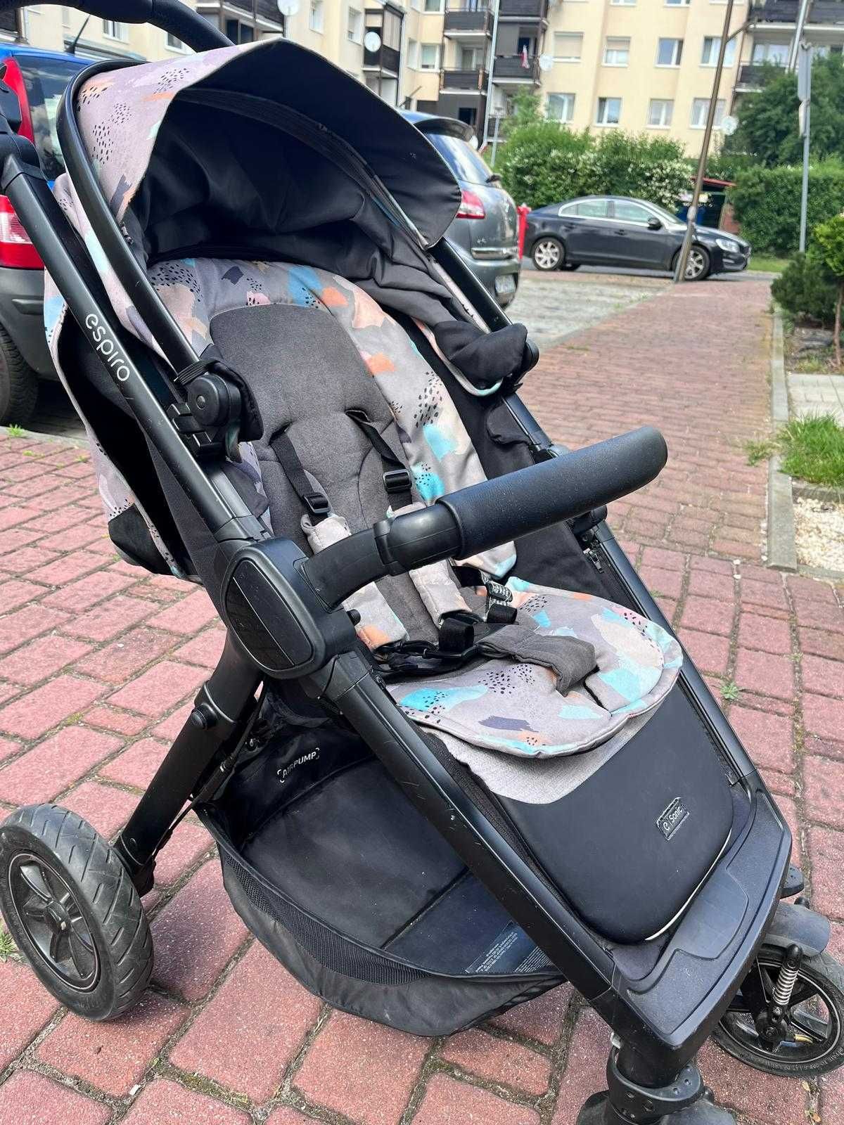 Wózek spacerowy z pompowanymi kołami Espiro Sonic Air 50 + rowerek.
