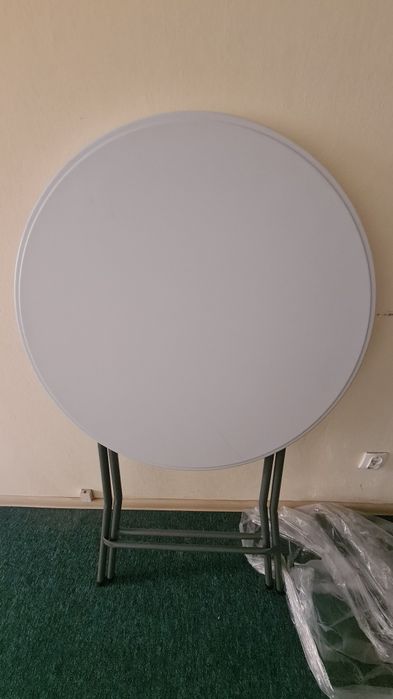 Stolik koktajlowy BANKIETOWY BAROWY SKŁADANY 80 cm BIAŁY Cateringowy